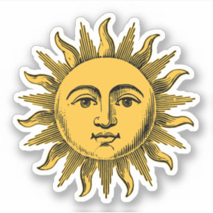 Golden Lycklig Sol Ansikte Klistermärken