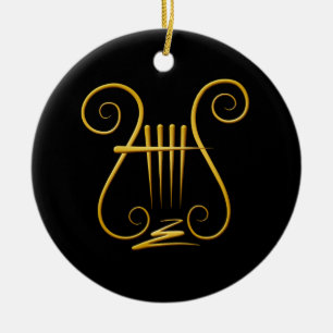Golden Lyre Julgransprydnad Keramik