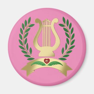 Golden lyre magnet