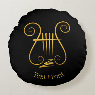 Golden Lyre Rund Kudde