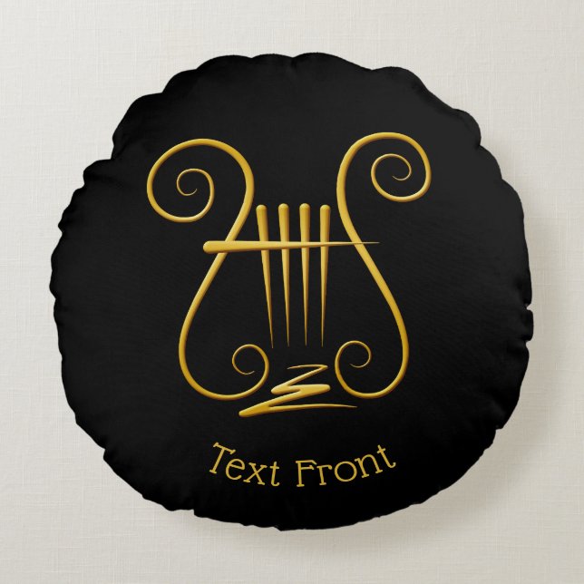 Golden Lyre Rund Kudde (Framsidan)