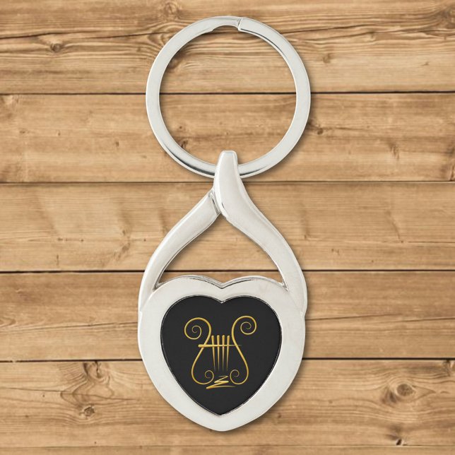 Golden Lyre Twisted Heart Silverfärgad Nyckelring (Skapare uppladdad)