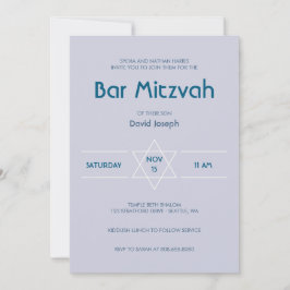 Golden Magen light blue David Pub Mitzvah Inbjudningar