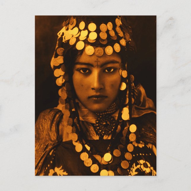 Golden Maghreb Ouled Naïl Berber Girl Female Woman Vykort (Framsida)