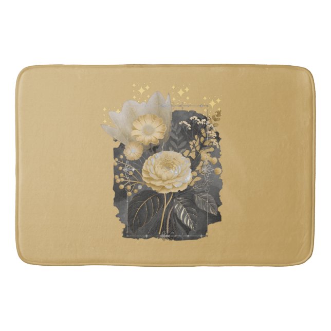 Golden Magical Floral Bouquet in Silver Frame Badrumsmatta (Framsidan)