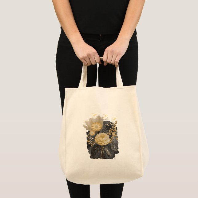 Golden Magical Floral Bouquet in Silver Frame Tygkasse (Framsida (produkt))