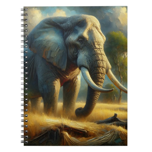 Golden Majesty Elephant Notebook Anteckningsbok (Framsidan)