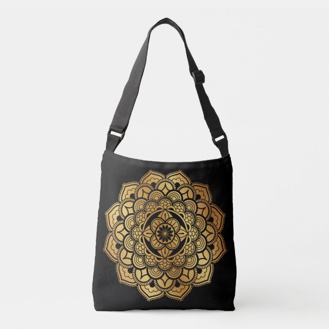 Golden Mandala Art Design Tote Bag Axelväska (Framsida)