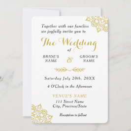 Golden Mandala bröllopsinbjudan Inbjudningar