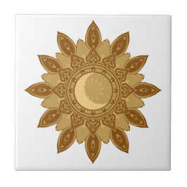 Golden Mandala Ceramic Kakelplatta