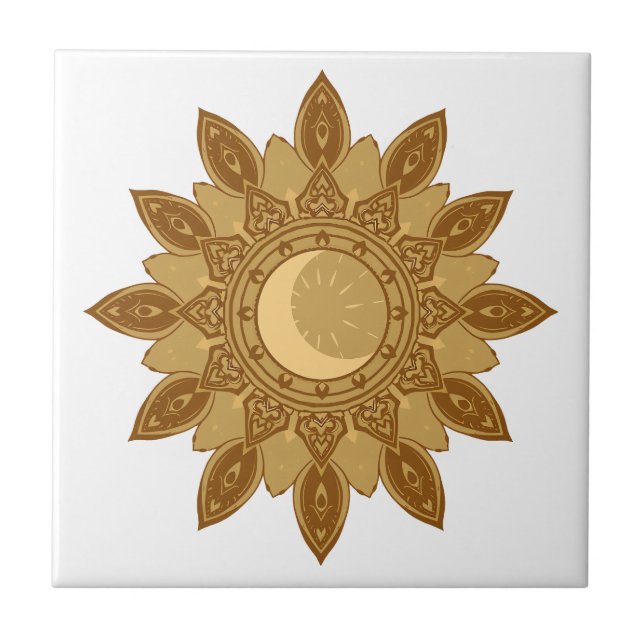 Golden Mandala Ceramic Kakelplatta (Framsidan)