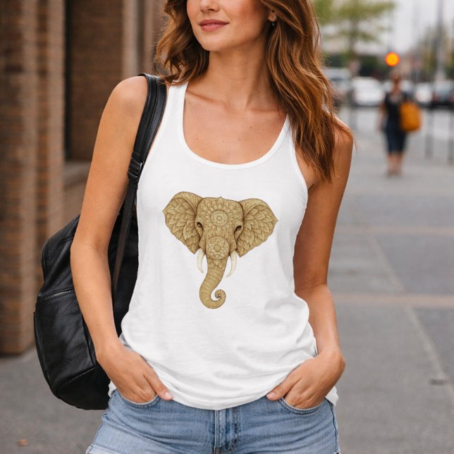 Golden Mandala Elephant - Boho Graphic Art Print Linne Med Racerback (Skapare uppladdad)