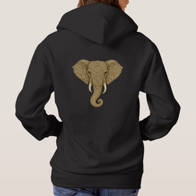 Golden Mandala Elephant - Boho Graphic Art Print T Shirt (Baksida)