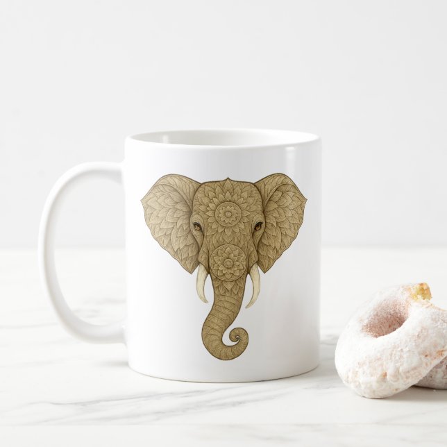 Golden Mandala Elephant Boho - Graphic Art Tea Kaffemugg (Med munk)