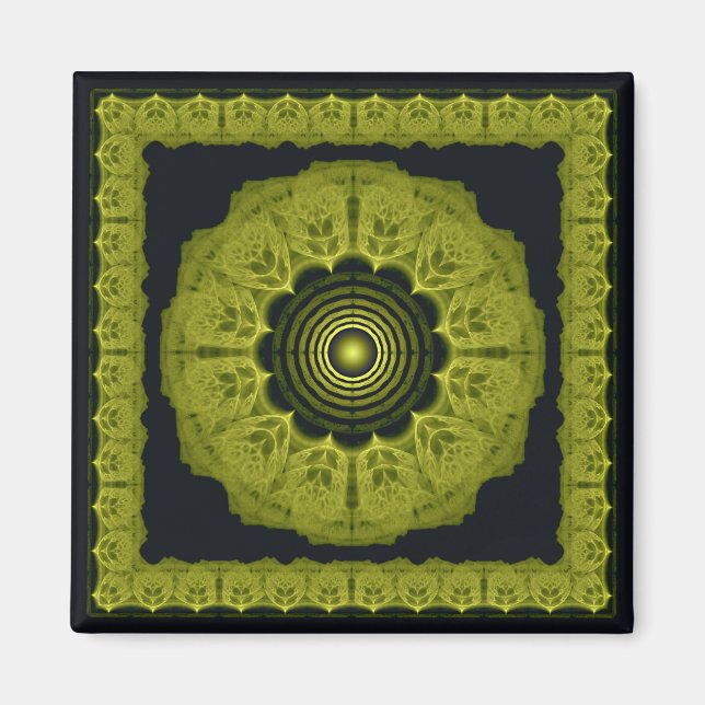 Golden mandala fractal-framkantad prydnadsmagnet magnet (Framsidan)