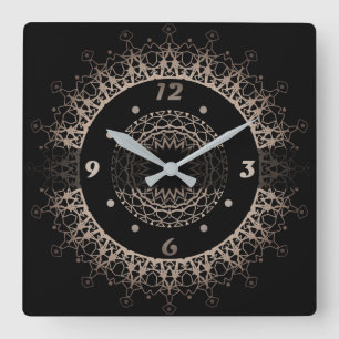 Golden mandala fyrkantig klocka