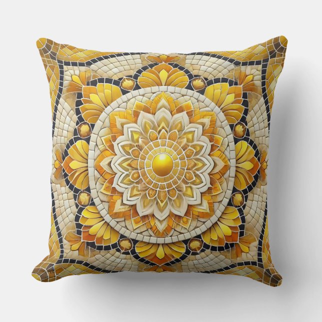 Golden Mandala: Gorgous Mosaic Art Kudde (Framsida)