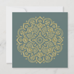 Golden Mandala - inbjudan, hälsningskort Tack Kort