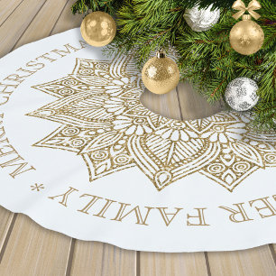 Golden Mandala-julhälsningar Julgransmatta Borstad Polyester