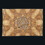 Golden Mandala Kaleidoscope Pattern Kitchen Towel Kökshandduk<br><div class="desc">Elegant golden kaleidoscope mandala pattern on a stylish kitchen towel.
Perfect for modern kitchens,  cozy homes and lovers of ornamental designs.
A beautiful decorative accent that combines art,  symmetry and warm golden tones.</div>