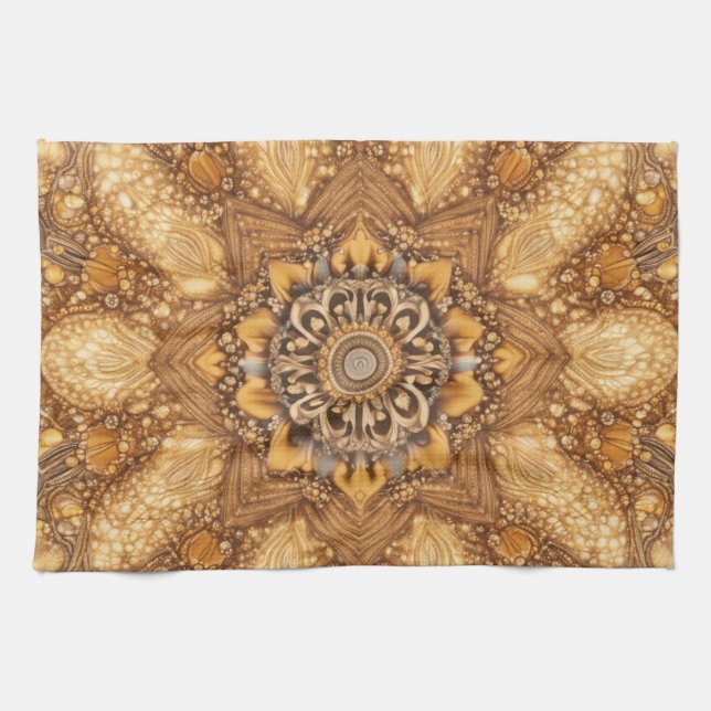 Golden Mandala Kaleidoscope Pattern Kitchen Towel Kökshandduk (Horisontell)
