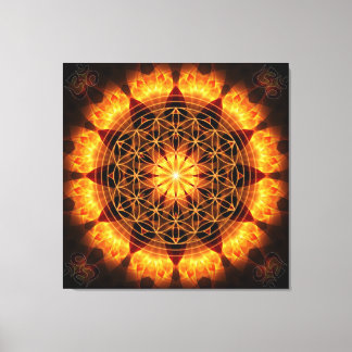 Golden Mandala med OM-symbol och livsblomma Canvastryck
