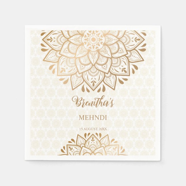 Golden mandala Mehndi personlig namn Pappersservett (Framsidan)