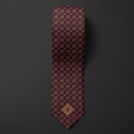 Golden Mandala på Deep Burgundy Groomsman Slips