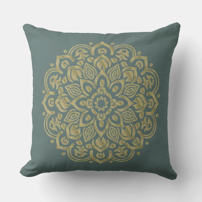 Golden Mandala - Pillow Kudde (Framsida)