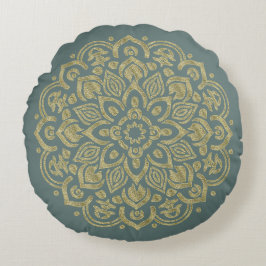 Golden Mandala - Pillow Rund Kudde