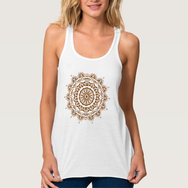 Golden mandala T-Shirt Linne Med Racerback (Framsida)