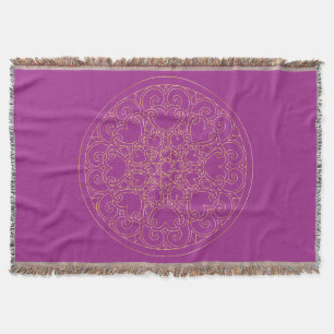 Golden Mandala - Throw Blanket Filt