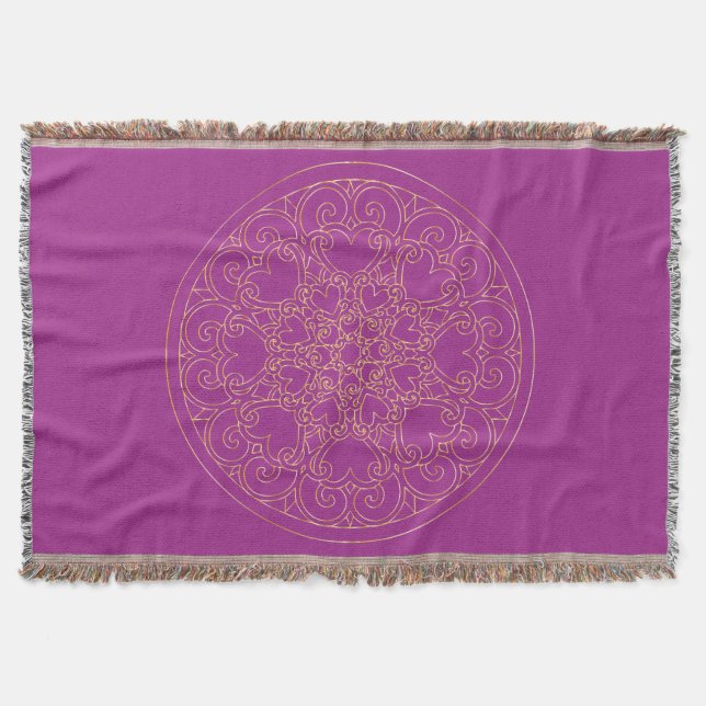Golden Mandala - Throw Blanket Filt (Framsidan)