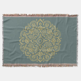Golden Mandala - Throw Blanket Filt