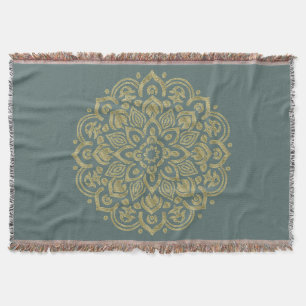 Golden Mandala - Throw Blanket Filt
