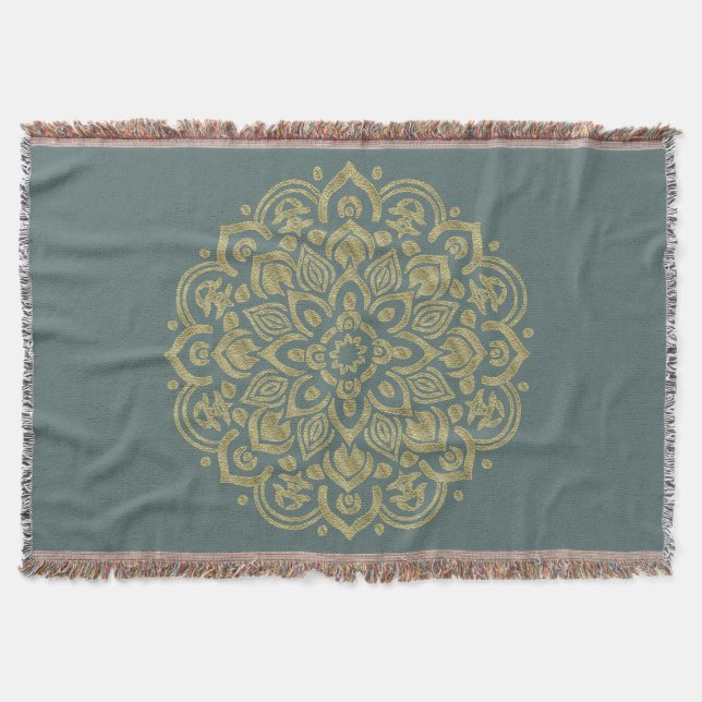 Golden Mandala - Throw Blanket Filt (Framsidan)