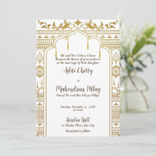 Golden mandap indian mönster design inbjudningar