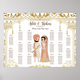 Golden mandap indisk sittplatskarta bröllop högst  poster