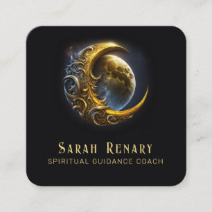 Golden Måne Astrology Teacher Coach Andlig Fyrkantigt Visitkort