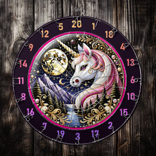 Golden Måne belyser Rosa Unicorn Elegance Darttavla