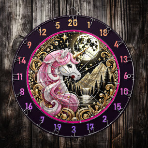 Golden Måne Highlights Majestic Rosa Unicorn Darttavla