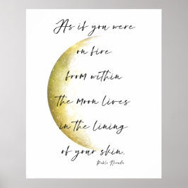 Golden Måne Phase Neruda Poetry Poster