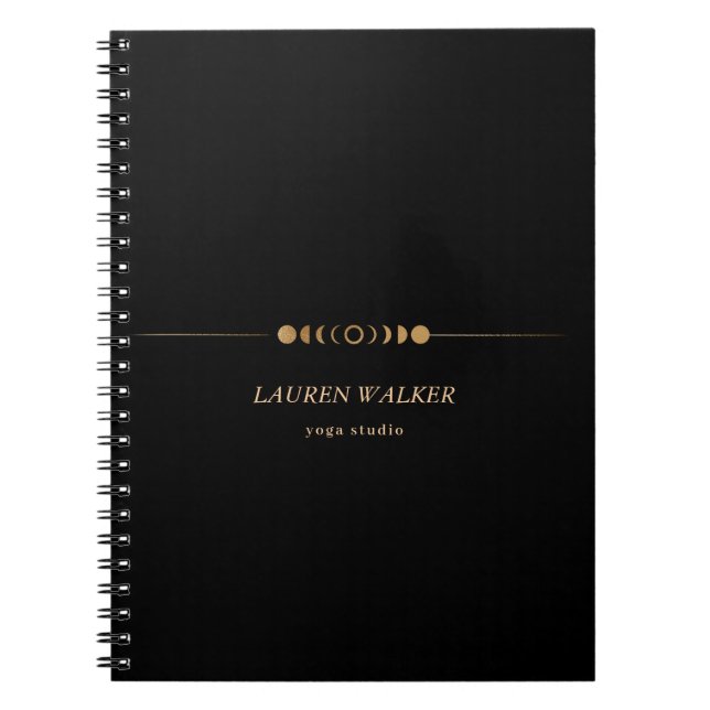 Golden Måne Phases Yoga Studio Affärskort Anteckningsbok (Framsidan)