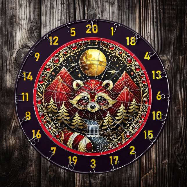 Golden Måne Shines on Red Raccoon Darttavla (Skapare uppladdad)