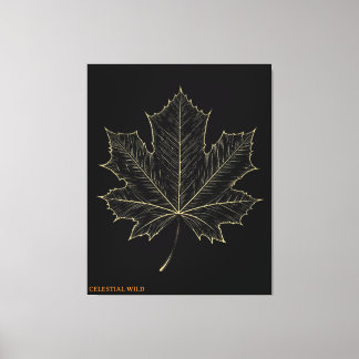 Golden Maple Leaf Botanical Art Canvas Gift