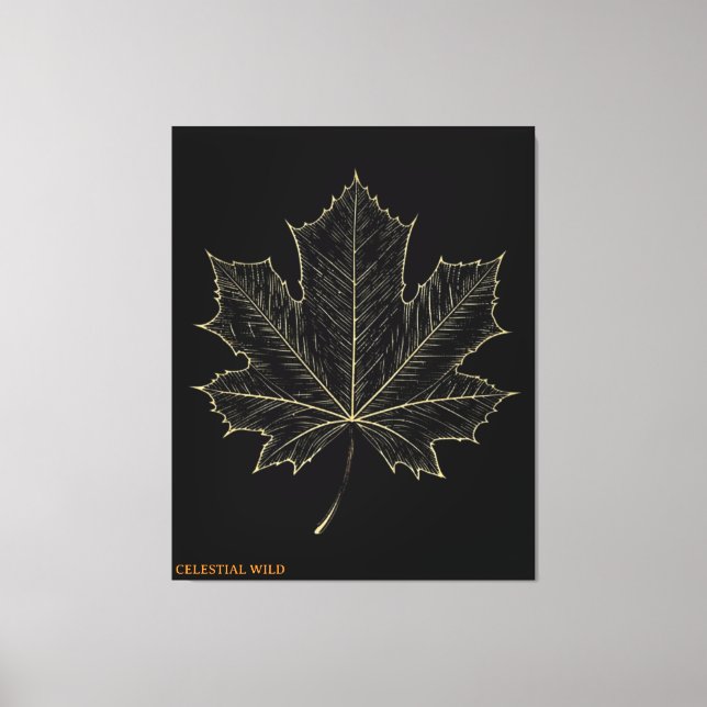 Golden Maple Leaf Botanical Art Canvas Gift (Framsida)