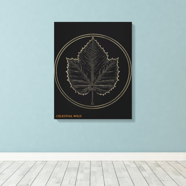Golden Maple Leaf Circle Botanical Art Canvas Gift (Insitu (trägolv))