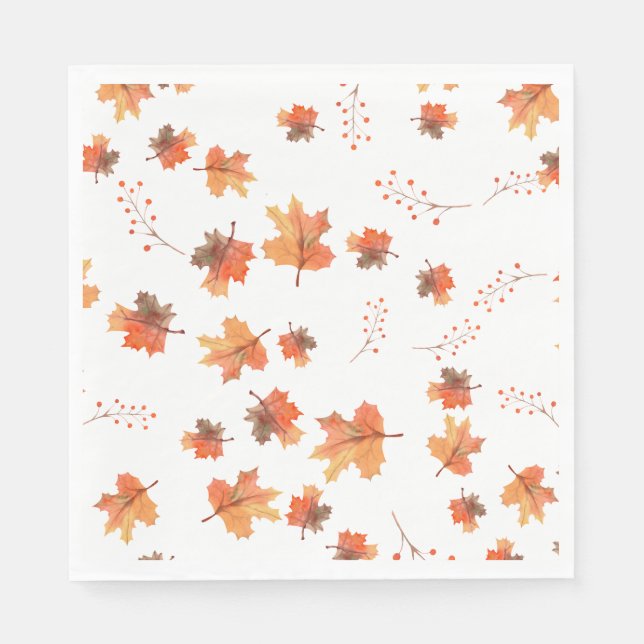 Golden Maple Löv Fall Botanical Pappersservett (Framsidan)