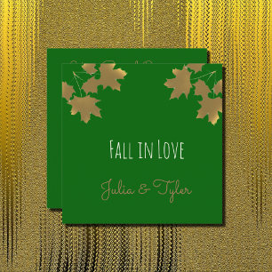 Golden maple löv in Emerald - Fall i kärlek Inbjudningar