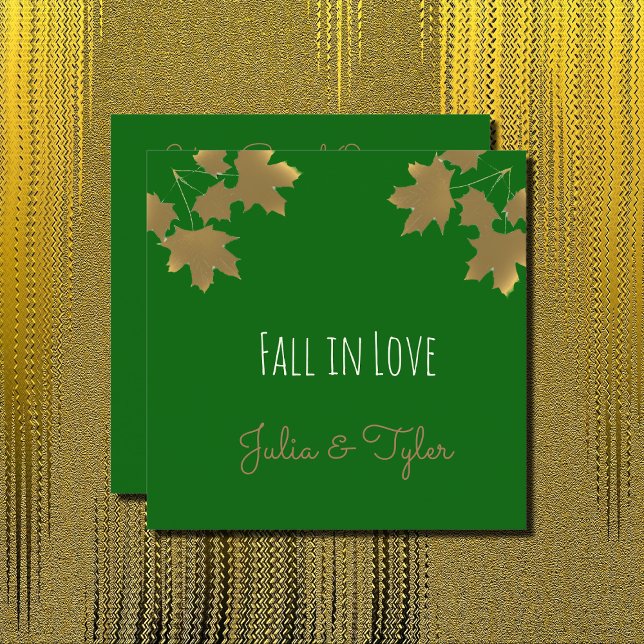 Golden maple löv in Emerald - Fall i kärlek Inbjudningar (Skapare uppladdad)